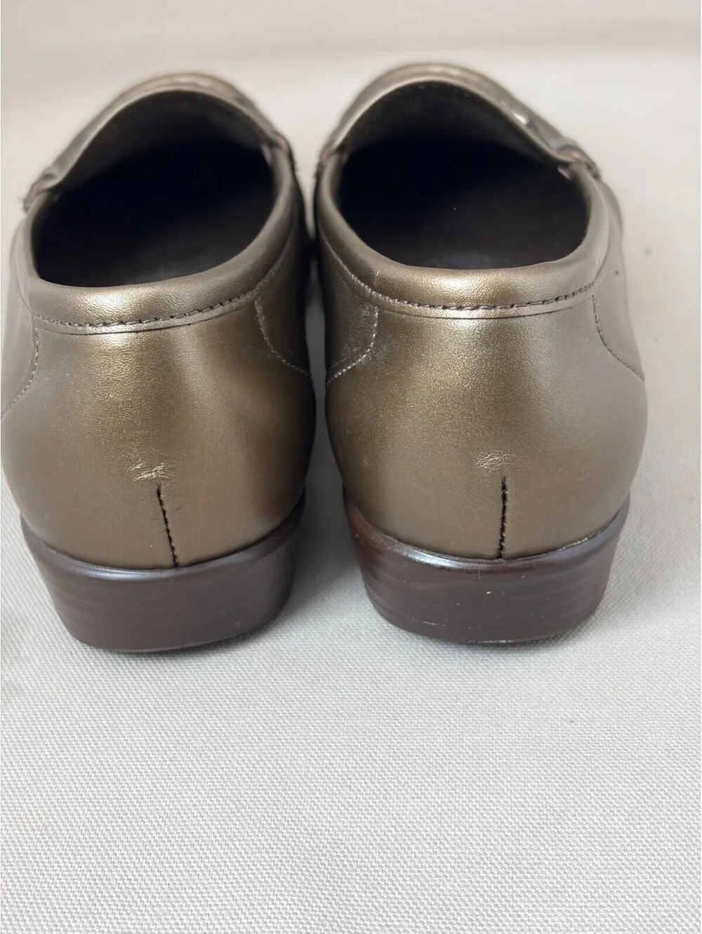 SAS Womens 5.5 M Pewter Metallic Leather Horsebit Loafers Tripad Comfort USA